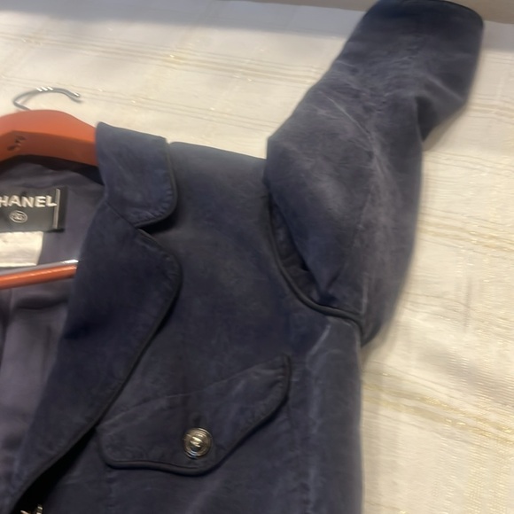 ⭐️ Chanel  Navy  Black Trim Silk Taffeta Jacket - Picture 13 of 17